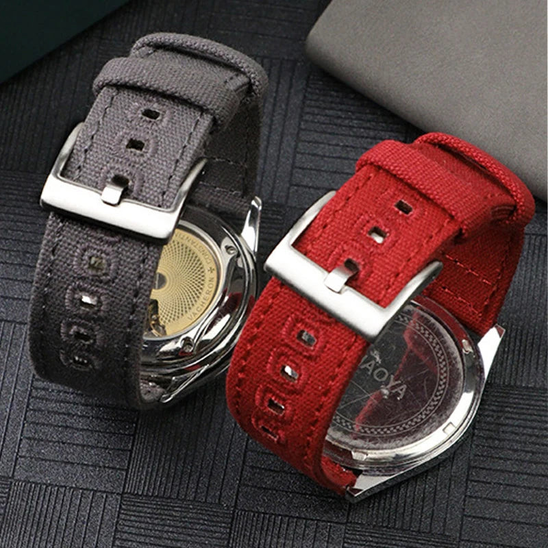 Braided Canvas Watch Band for Samsung Galaxy 3/4 40mm 44mm Classic 46/42mm Quick Release Bracelet for Huawei Strap18mm 20mm 22mm