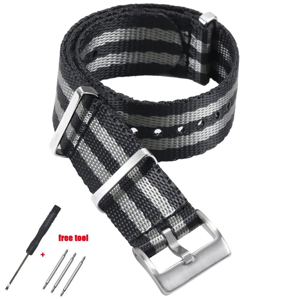20mm Nylon Watch Strap for Omega 007 Replacement High Density Nylon Band for Rolex Premium Soft  Universal Sports Watch Band
