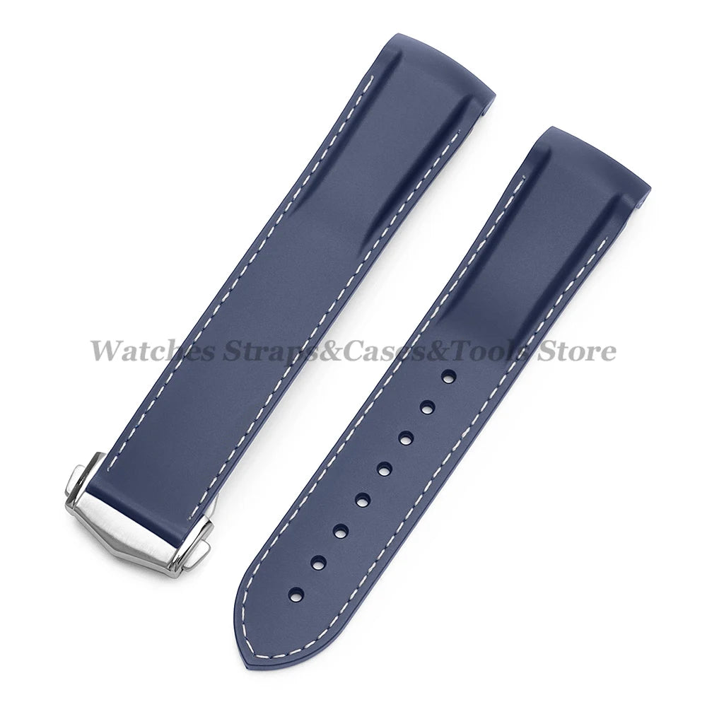 20mm 22mm Rubber Silicone Watchbands for Omega for Seamaster 300 for Speedmaster for Seiko Watchband Men Sport Curved End Strap