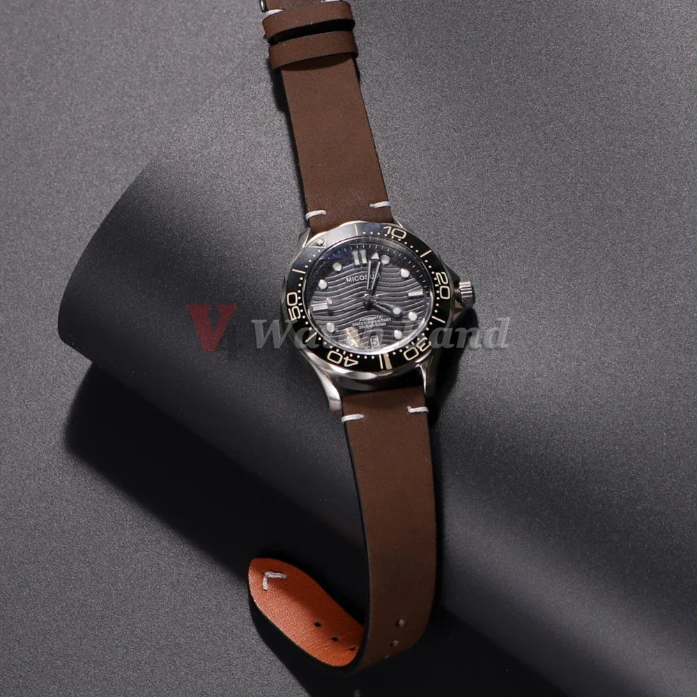 20mm 22mm Vintage Leather Watch Band Quick Release Straps Stitching Cowhide Strap for Omega Replacment Wrist Bracelet for Seiko