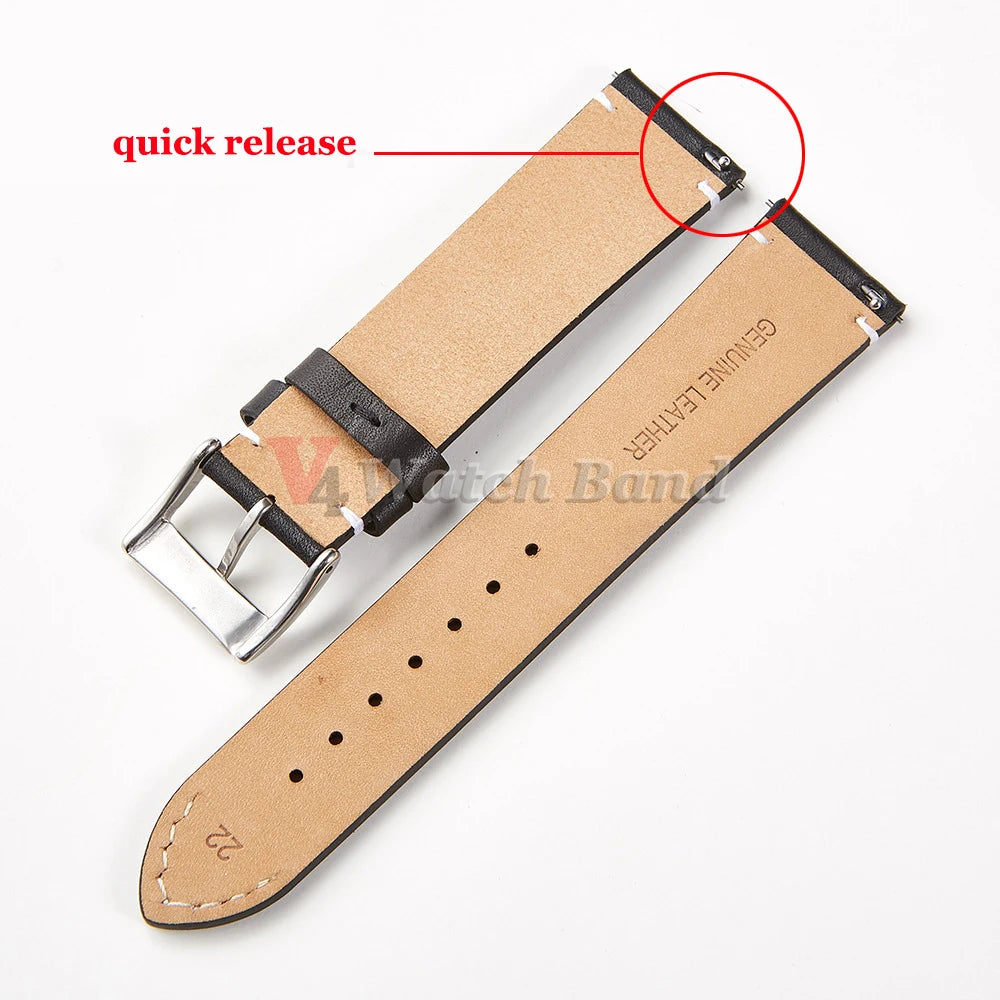 Quick Release Calfskin Genuine Leather Bracelet for Seiko for Samsung 20 22 24mm 12 14 16 18mmVintage Smart Watch Band for Omega