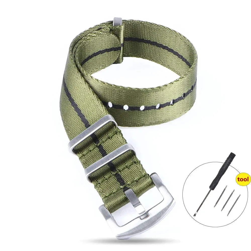 High Density Nylon Strap for Omega Seamaster 007 20mm 22mm Soft Nylon Bracelet for Seiko Military Watchband for Samsung Galaxy