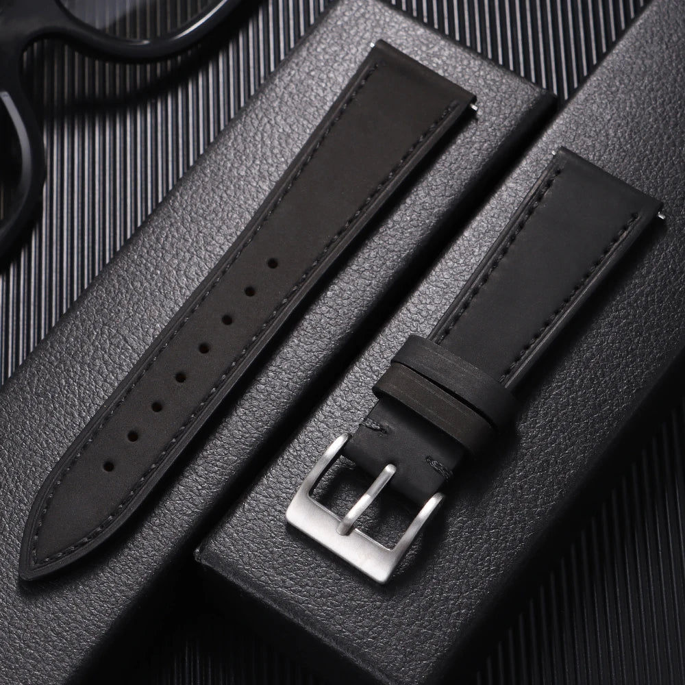 19mm 21mm Genuine Cowhide Leather Watchband for Omega Business Belt for Seiko 18mm 20mm 22mm 24mm Dark Brown Green Watch Straps