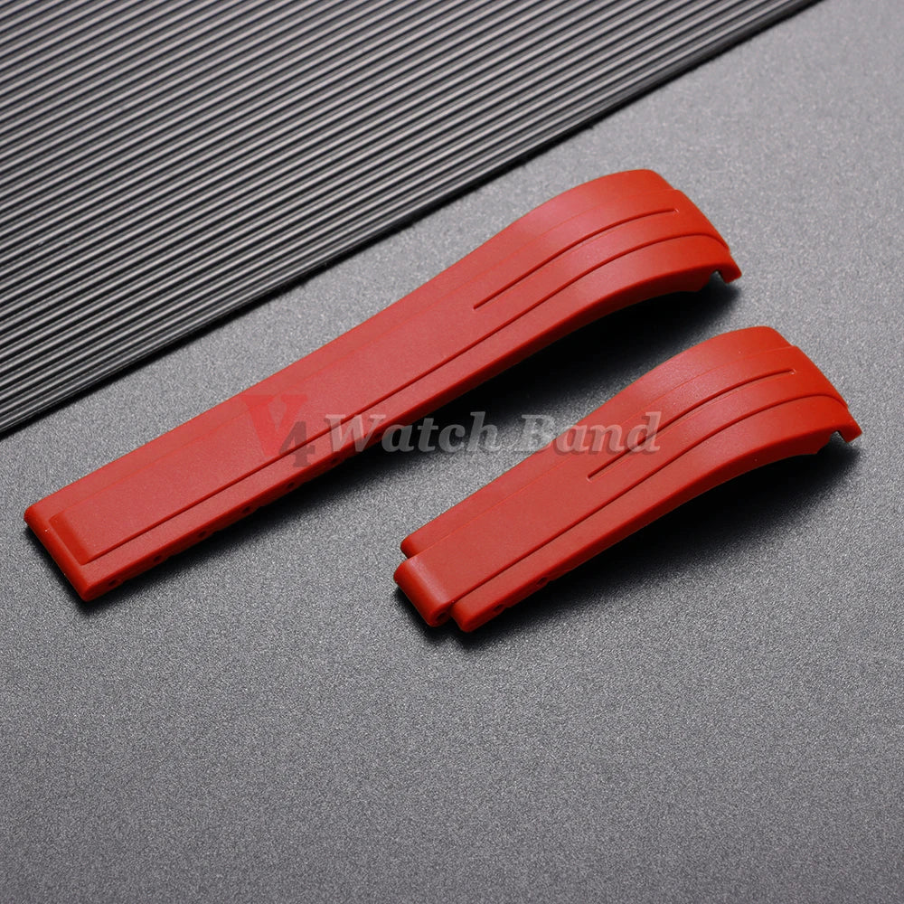 Arc Rubber Watchband 20 21mm 22mm for Rolex Daytona Yacht-Master Ultra Flexible Comfortable Silicone Curved Strap for Rolex 20mm