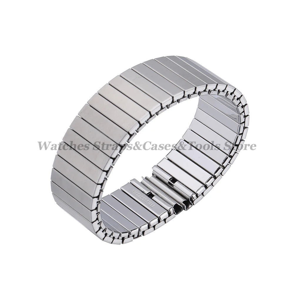 14mm 16mm 18mm 20mm 22mm Stainless Steel Elastic Stretch Strap Watch Band Metal Expansion Strap Wristband Accessories Bracelet