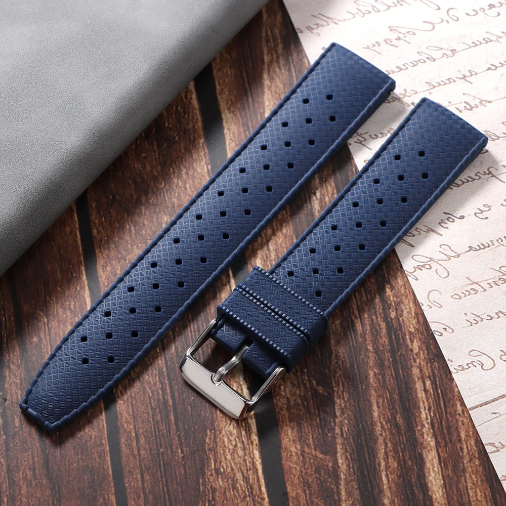 Premium Grade Tropical Rubber Watch Strap 20mm 22mm for Seiko SRP7J1 Watch Bands Diving Waterproof Strap Flat Universal Bands