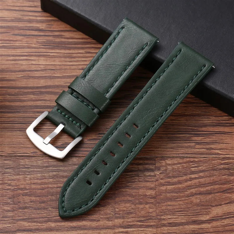 18mm 20mm 22mm 24mm Vintage PU Leather Strap Quick Release Universal Cowhide Watch Band Bracelet Sport Wristbelt Accessories