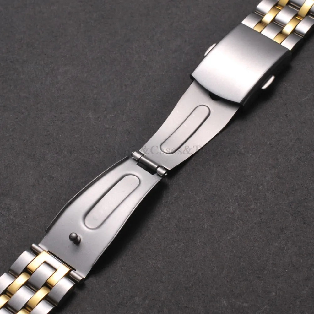 Stainless Steel Watch Strap Folding Buckle Silver Gold Women Men Bracelet 18mm 20mm 22mm for Huawei Watch Gt3/Gt4 46mm Wristband