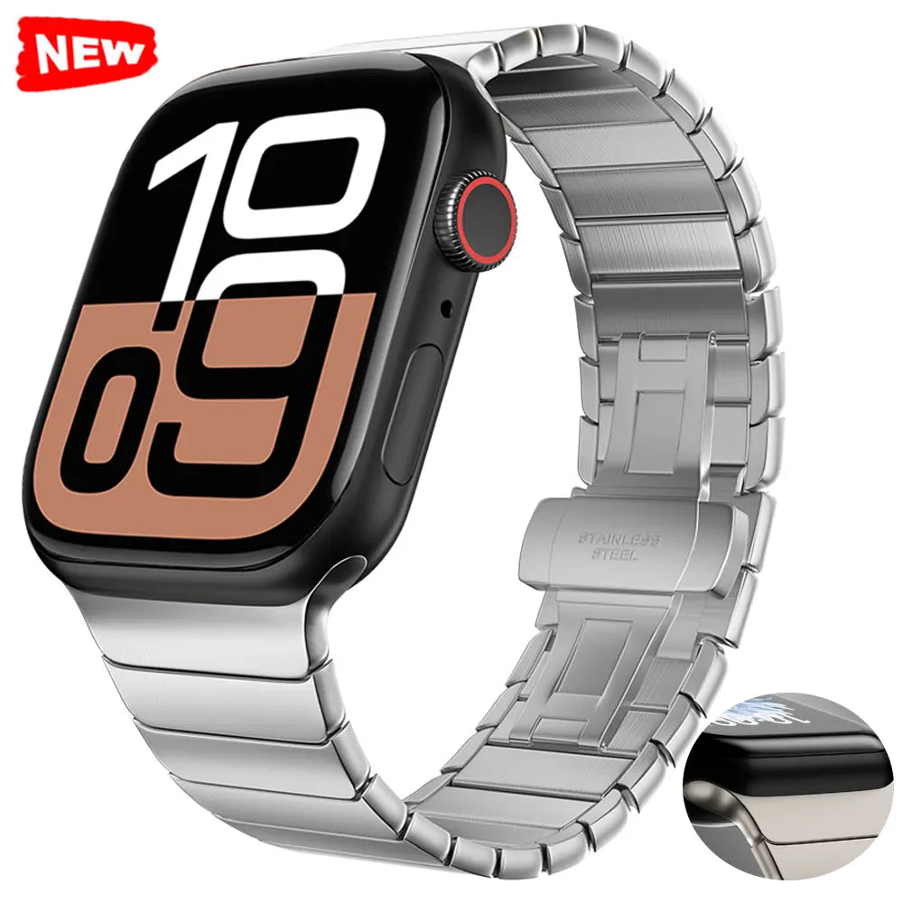 Titanium Metal Strap For Apple Watch Series 10 46mm Band Business Wristband For Iwatch Ultra 49mm Se3 2 1 42mm  44/45mm Bracelet