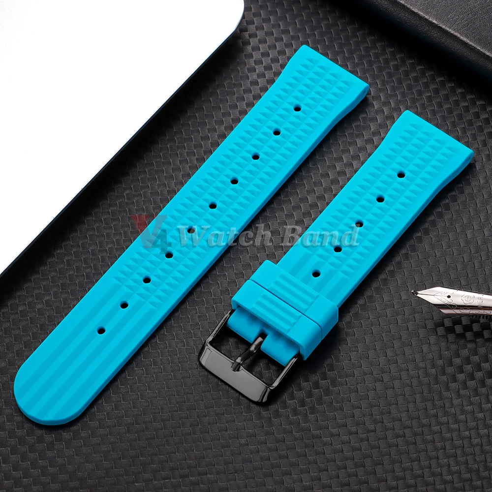 Premium Rubber Band for Seiko Watch Strap 20mm 22mm Flat-end Universal Silicone Rubber Bracelet Wrist Strap Soft for Smartwatch