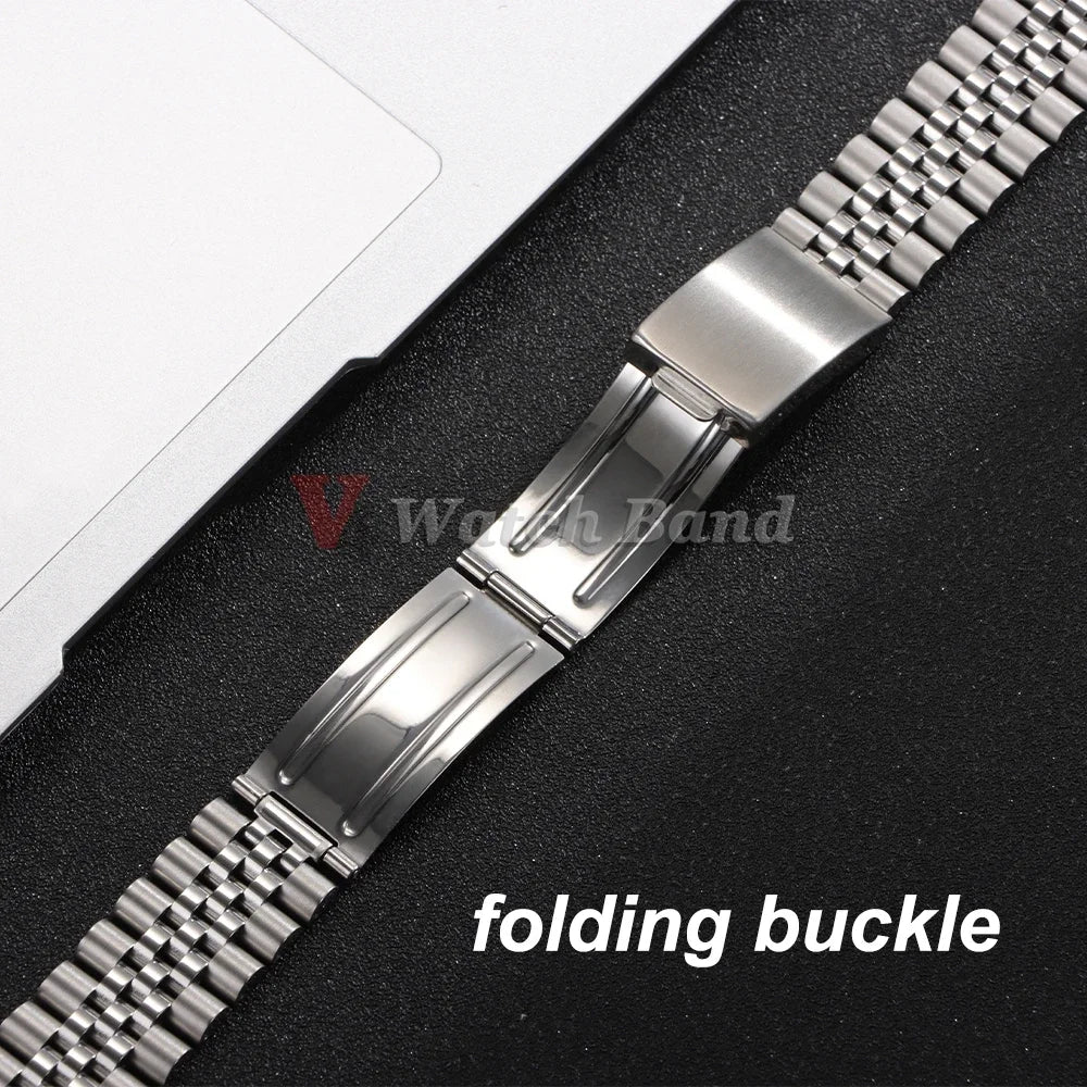 Curved End Stainless Steel Watch Bands 19mm 20mm 21mm for Rolex DATEJUST for Jubilee Solid Strap Bracelet Men Woman Watchband