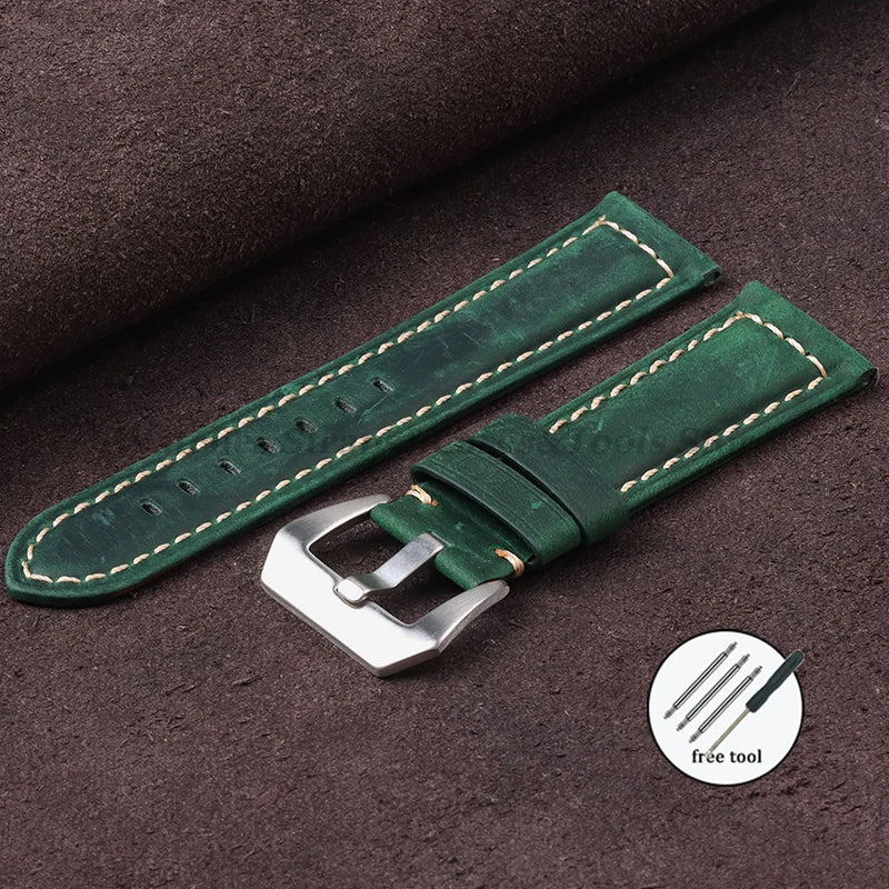 Vintage Genuine Leather Watch Bands for Panerai for Seiko for Omega Cowhide Bracelet Men's Women Accessories 20mm 22mm 24mm 26mm