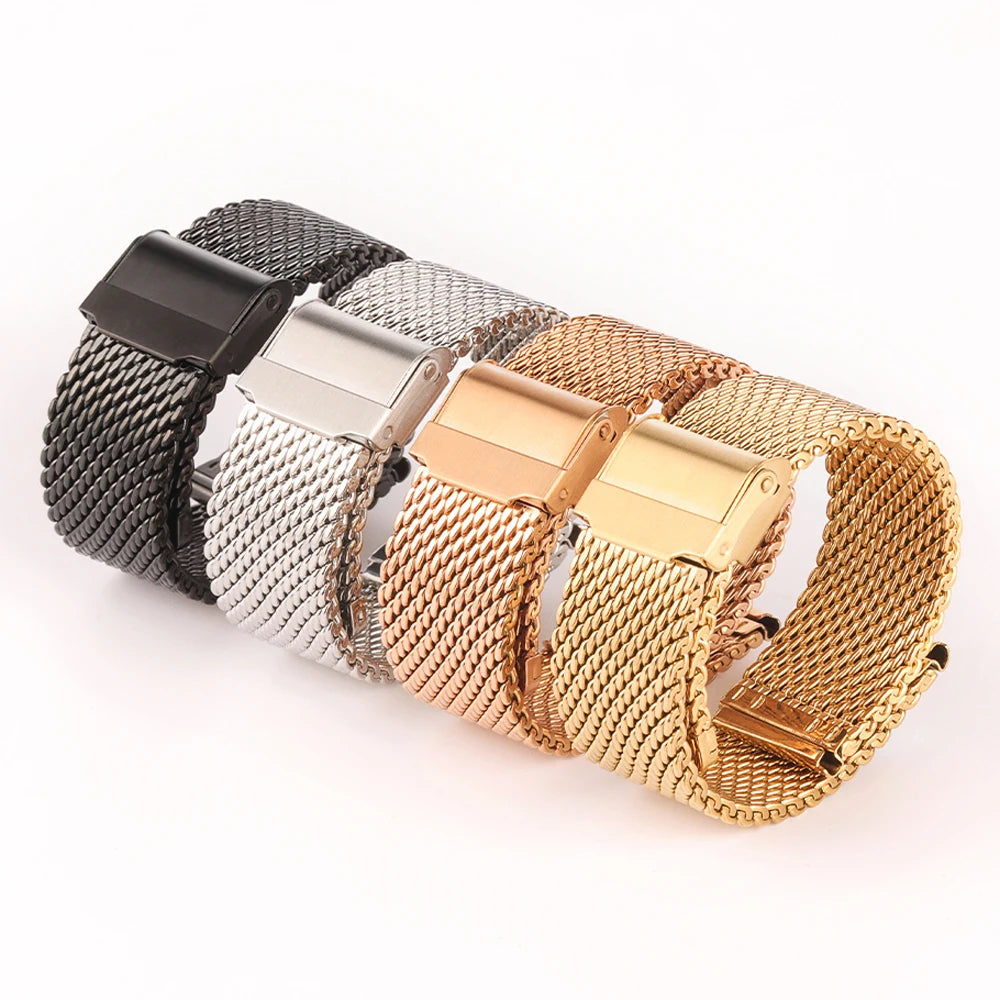 1.0mm Mesh Milanese Watchband Quick Release for DW Stainless Steel Bracelet for Omega Adjustable Straps for Seiko 18mm 20mm 22mm