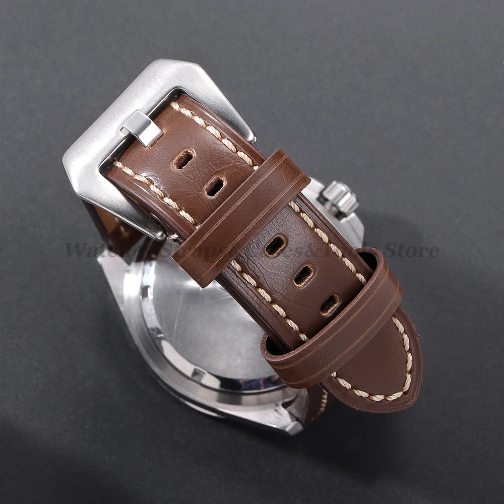 Cowhide Crazy Horse Genuine Leather Bracelets 20mm 22mm 24mm 26mm for Panerai for Omega Belt Dark Brown Men's Women Watch Strap