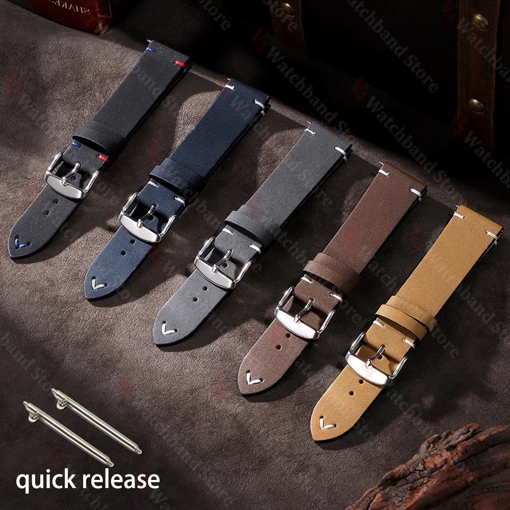 18mm 20mm 22mm Vintage Watchband Handmade Stitching Strap for Omega for Seiko Smartwatch Replacement Wristband Men Accessories