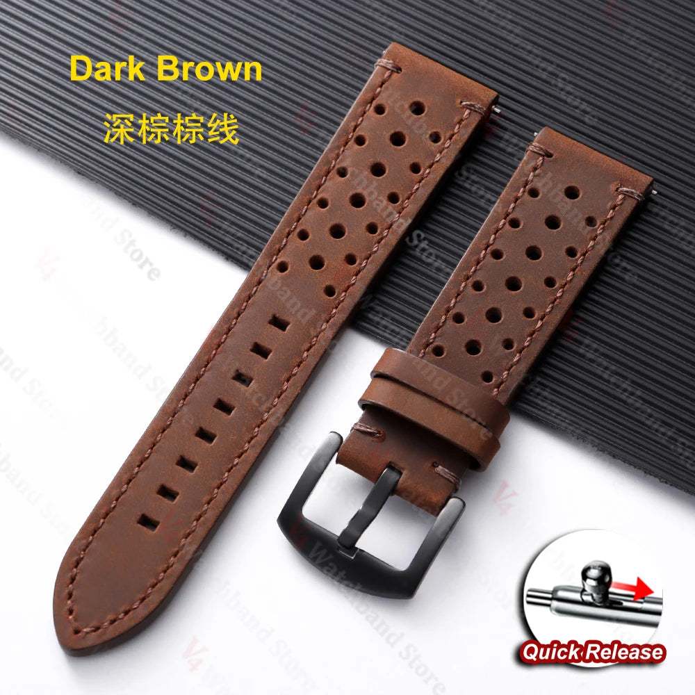 19mm 21mm 18/20/22/24mm Genuine Cowhide Watch Band Metal Buckle Vintage Straps for MenWomen Breathable Bracelet Belt Accessories
