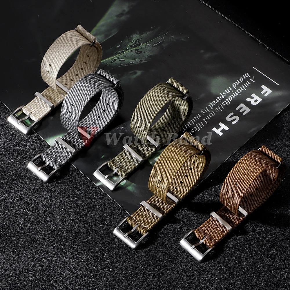 Ribbed Nylon Watch Band  for Seiko 18mm 20mm 22mm Comfortable Watch Straps Loop Military Washable Blet for Rolex Men Watchbands