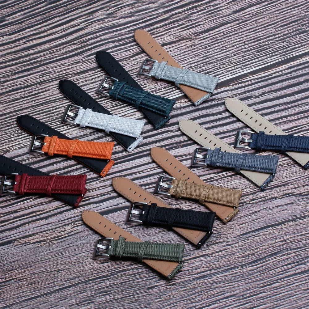 Nylon Leather Watch Strap for Seiko 22mm 20mm for Omega Belt for Casio Quick Release Watchband for Samsung Galaxy Watch 42/46mm