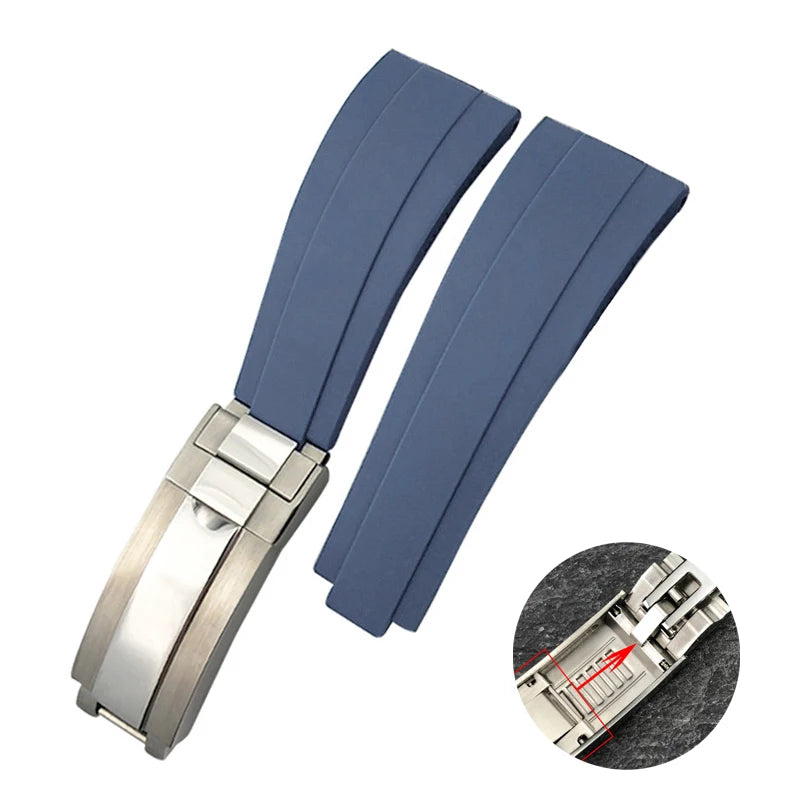 20mm Bracelet for Rolex Submariner DAYTONA GMT DEEPSEA Silicone Strap Diver Sport Waterproof  Rubber Watchband 9×9mm SlideBuckle