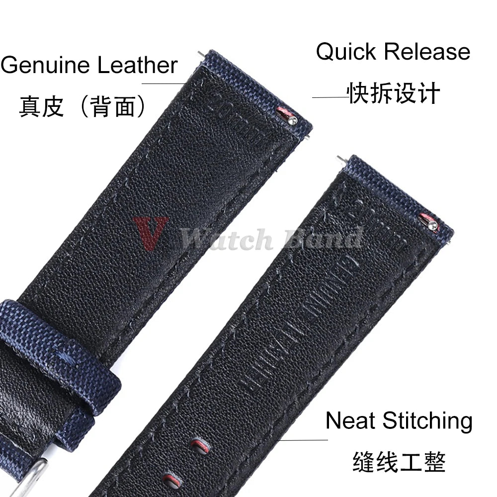 Sailcloth Watch Strap 20mm 22mm Nylon Bracelet for Omega for Seiko Business Men Women Butterfly Buckle Quick Release Watchband