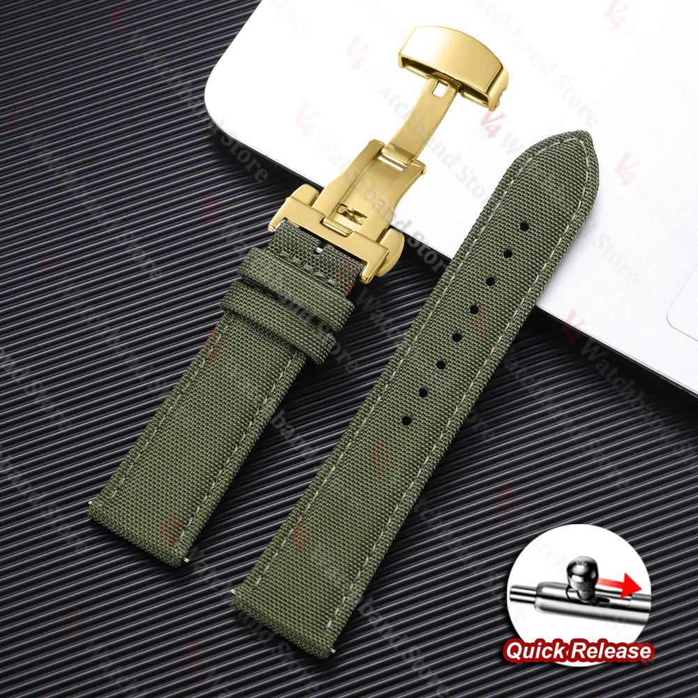 Sailcloth Strap 20mm 22mm for Rolex Nylon Watch Band for Seiko Men Sport Business Quick Release Green Butterfly Buckle Wristband