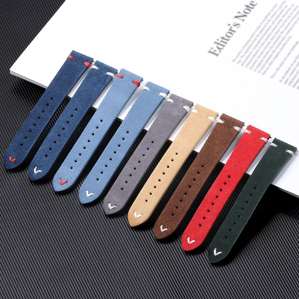 High Quality Suede Leather Strap for Seiko Watchband for Omega 18/20/22mm Band with Butterfly Buckle Wrist Bracelet Accessories