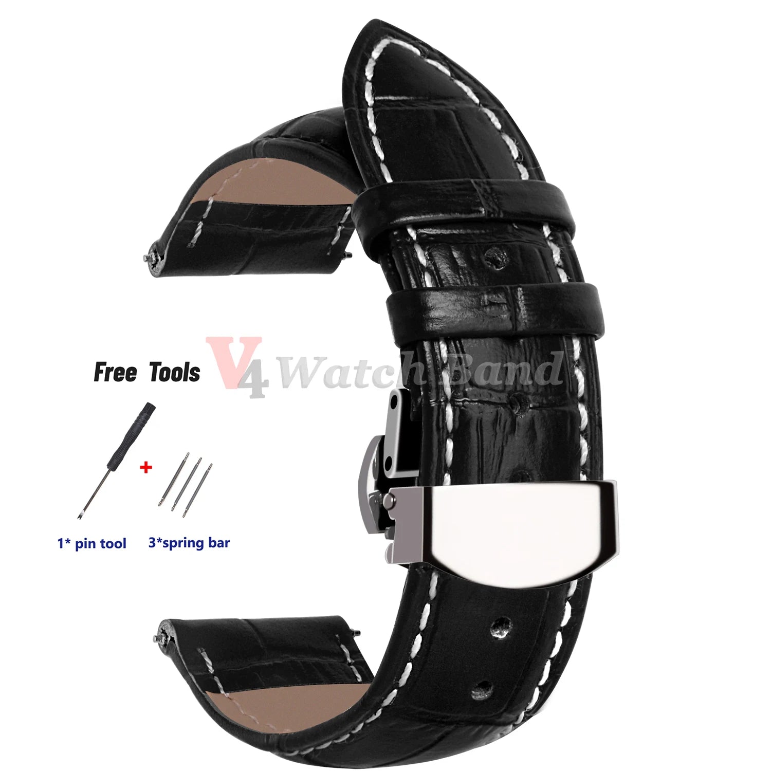 18mm 20mm 22mm 24mm Genuine Leather Watchband Crocodile Pattern Straps Men Women Replacement Universal Bracelet