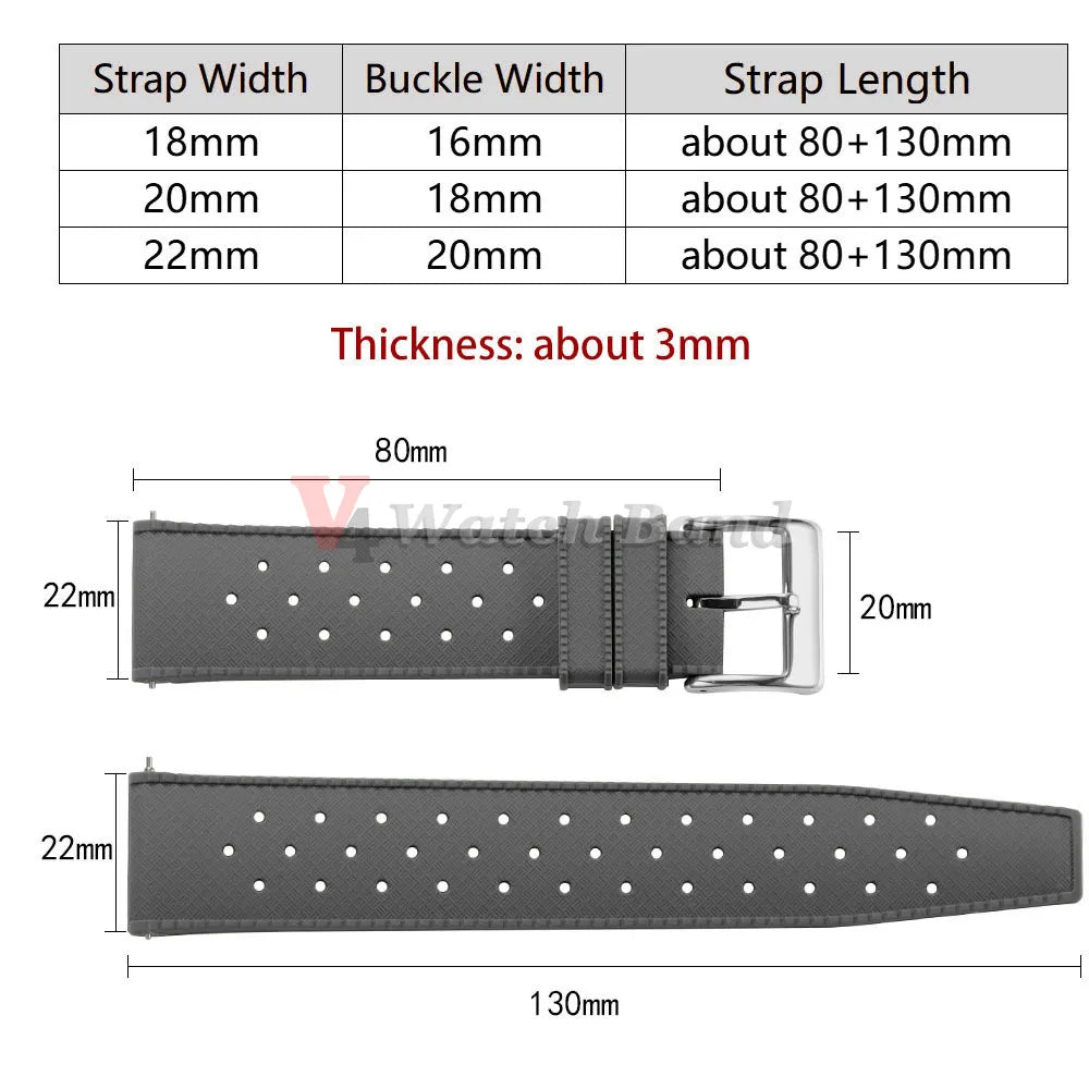 18/20/22mm Premium Grade Tropical Rubber Watch Strap for Fossil for Seiko Bands for Oris for Omega for S-eiko SRP7J1 Watch Bands