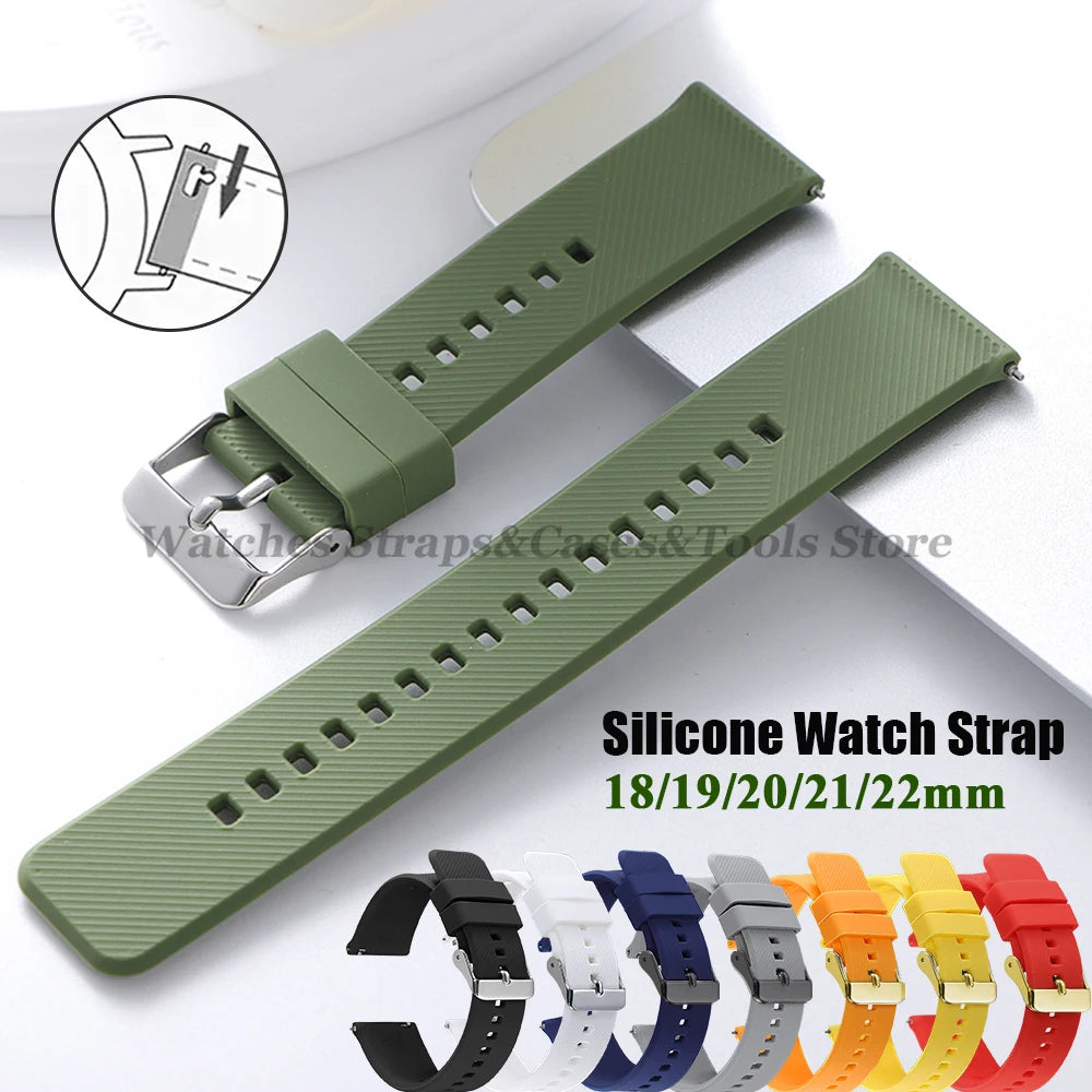 Soft Silicone Watchband Strap 18mm 19mm 20mm 21mm 22mm for Omega for Seiko Quick Release for Smartwatch Men's Universal Bracelet