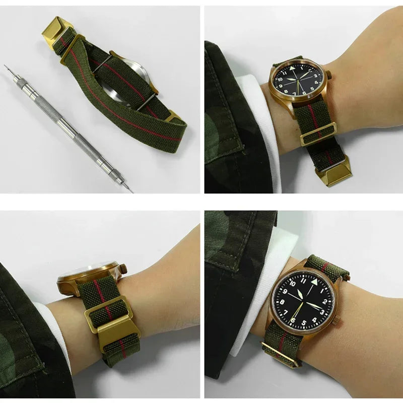 18/20/22mm Nylon Watchband for Seiko Army Military Woven Elastic Strap for French Troops Parachute Bag Universal Men Sport Band