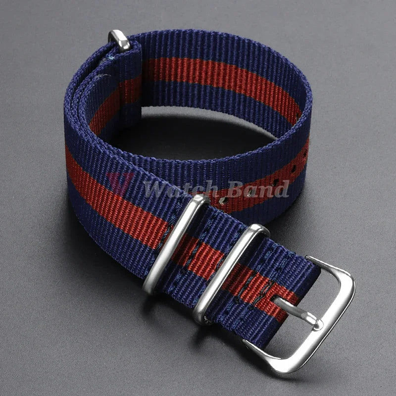 18 20 22mm Strap Nylon Watch Band Military Striped Watchband Replacement Women Men Army Casual Sport Wrist Bracelet