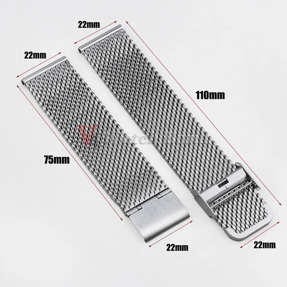 1.0 Mesh Milanese Strap for Seiko 18mm 20mm 22mm 24mm Quick Release Bracelet for DW Steel Band Mesh Strap Male Watch Accessories