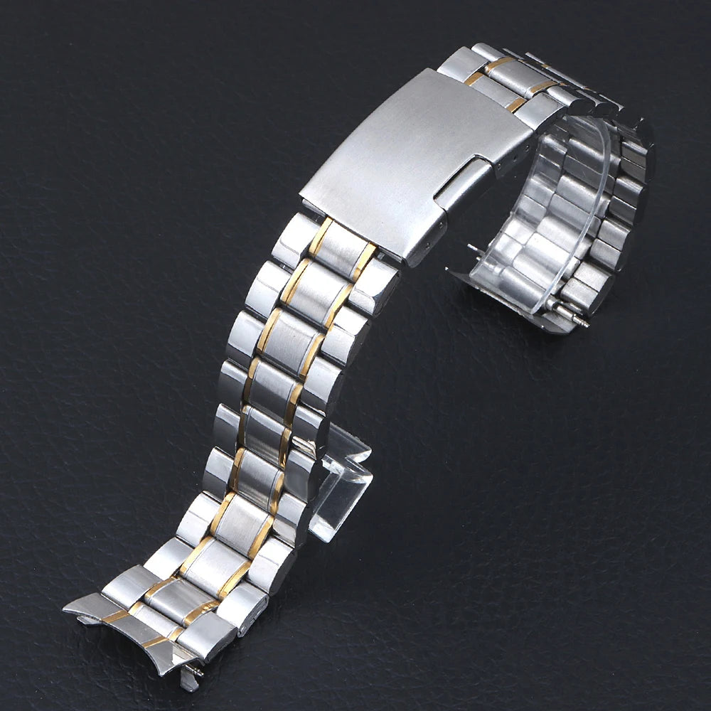 20mm 22mm Curved End Bracelet Stainless Steel Wrist Band for Seiko Wristband for Rolex Men Women Watch Strap Replace Accessories