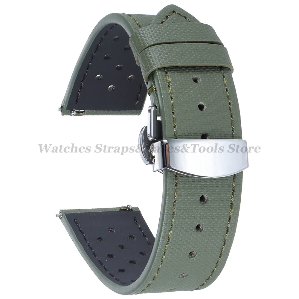 Premium Sailcloth Watch Strap for Seiko for Omega 18mm 20mm 22mm Qucik Release Fabric WatchBand Butterfly Buckle for HuaweiWatch