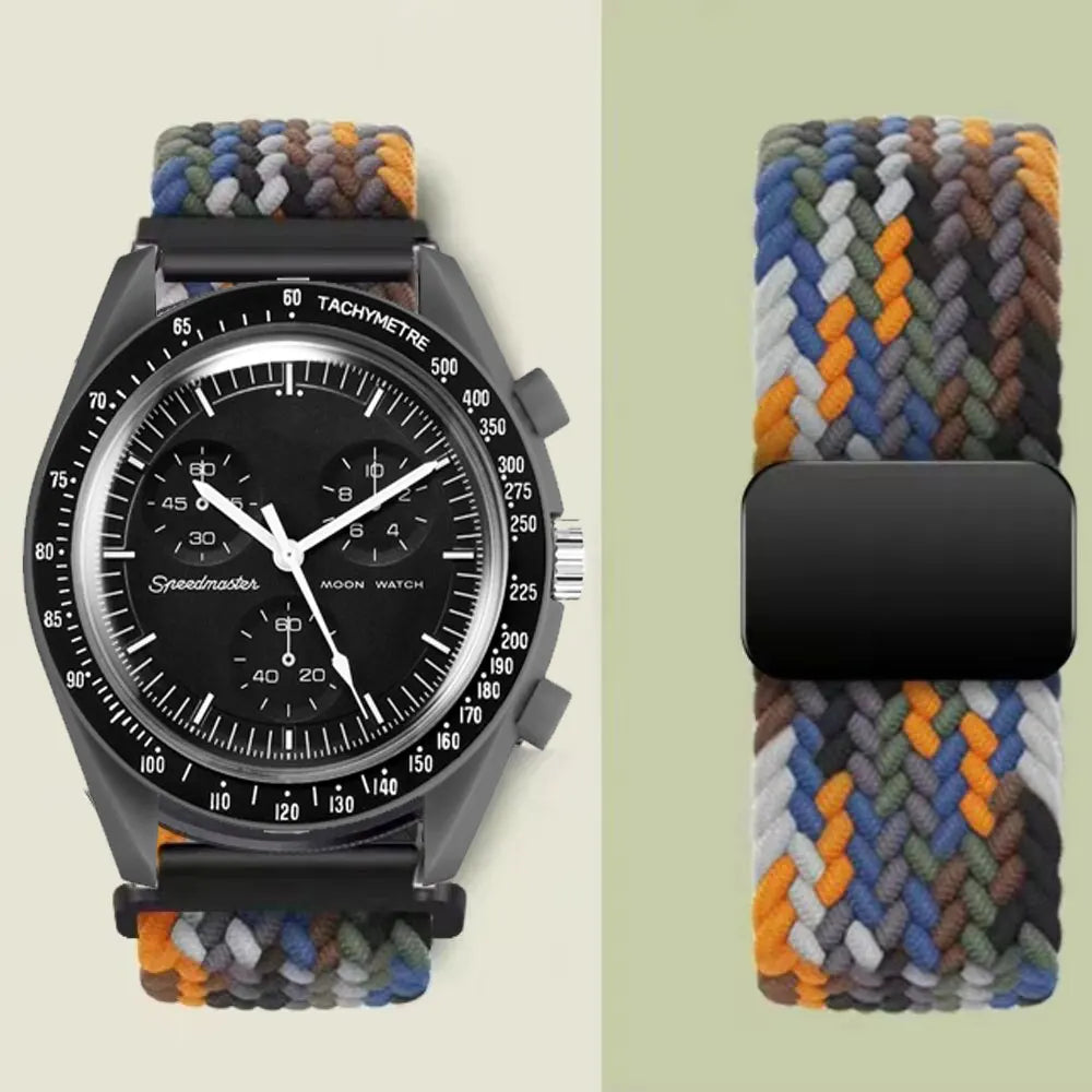 Nylon Loop Strap For Omega X Joint MoonSwatch Magnetic Weave Bracelet 20mm For Amazfit Active 2 GTR 42mm Samsung Gear S2 Classic