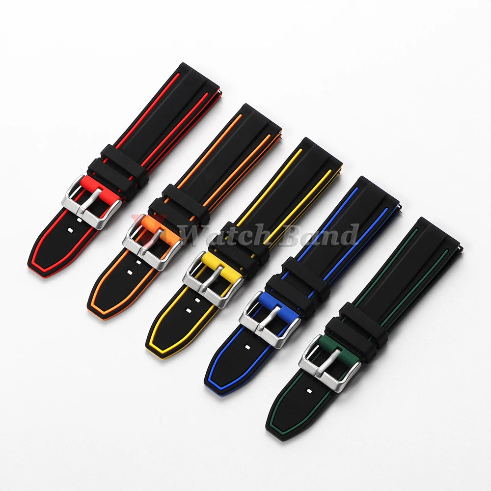 Silicone Watch Band 20mm 22mm 24mm Soft Quick Release Rubber Watch Straps for Samsung Galaxy for Garmin for Huawei Watch