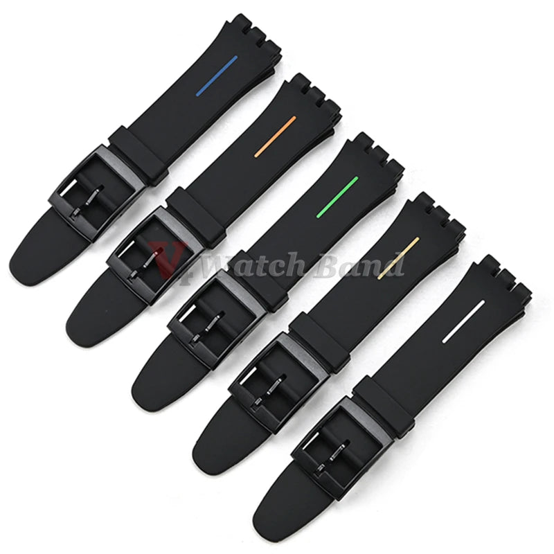 16mm 17mm 19mm 20mm Soft Silicone Watch Band for Swatch Rubber Strap Sports Replacement Wrist Bracelet Men Women Accessories