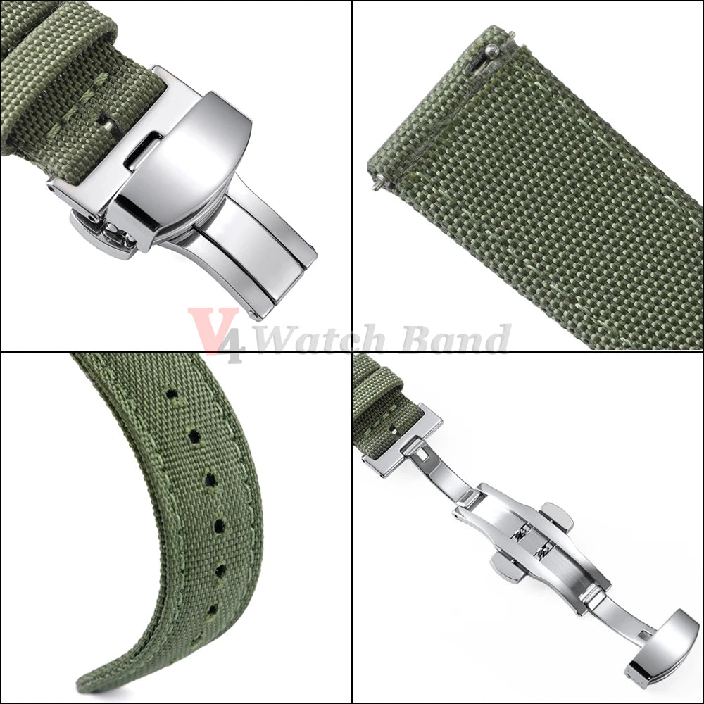 QuickRelease Nylon Watchband for Hamilton Military Sailcloth Watch Strap 20mm 22mm for Omega for Seiko Business Butterfly Buckle