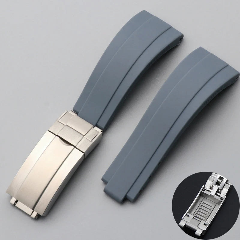 20mm Bracelet for Rolex Submariner DAYTONA GMT DEEPSEA Silicone Strap Diver Sport Waterproof  Rubber Watchband 9×9mm SlideBuckle