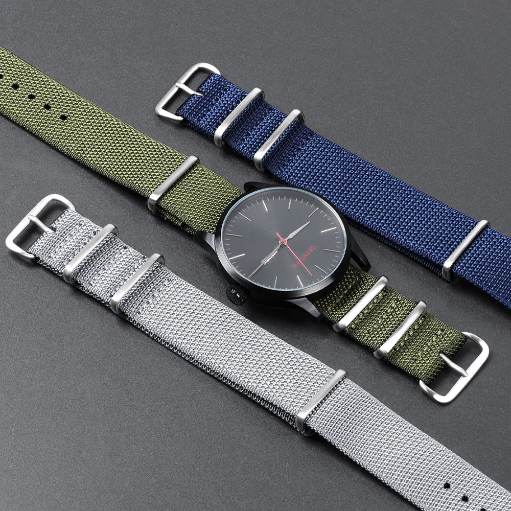 New Ribbed Nylon Watch Strap for Omega Seamaster 007 Watch Band 20mm 22mm Accessories for Seiko Military Watch Bracelets