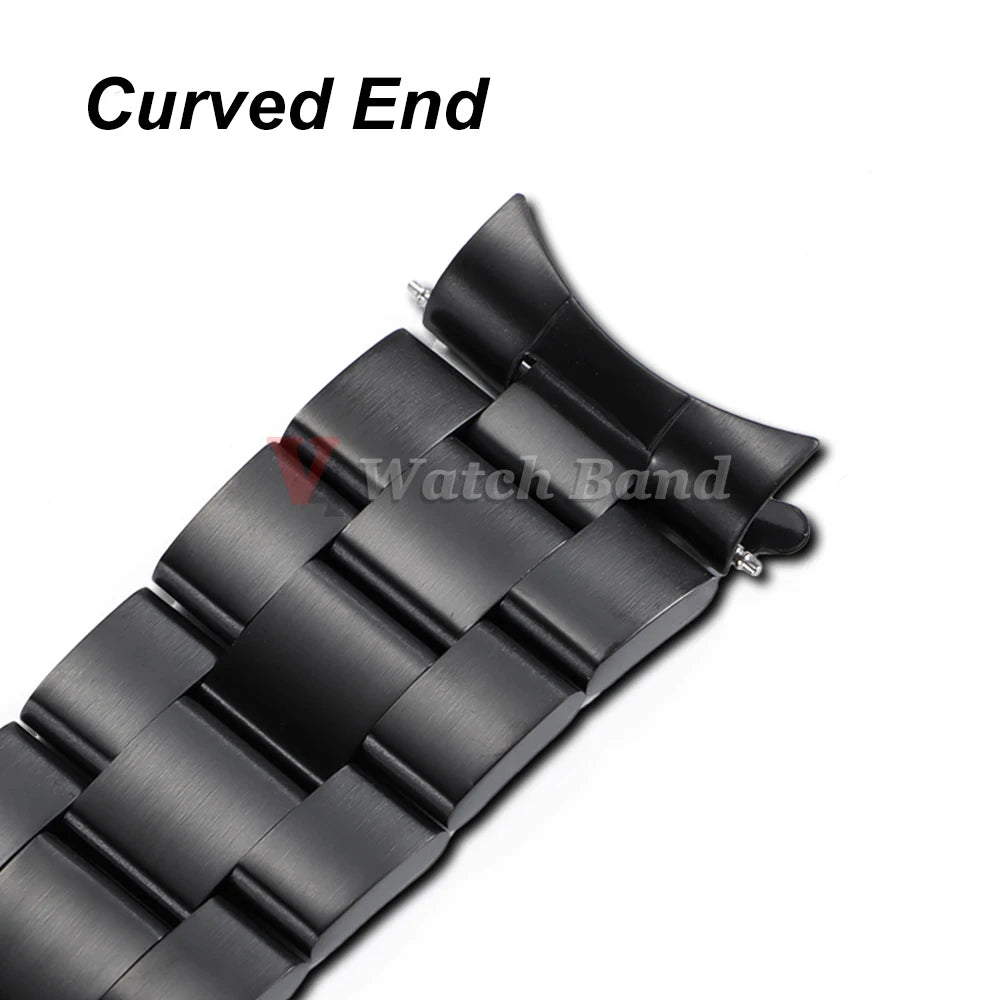 18/19/20/21/22/23/24mm 316L Stainless Steel Black Silver Arc End Watchband for Seiko Strap for Skx007/Skx009 Sport Belt Bracelet