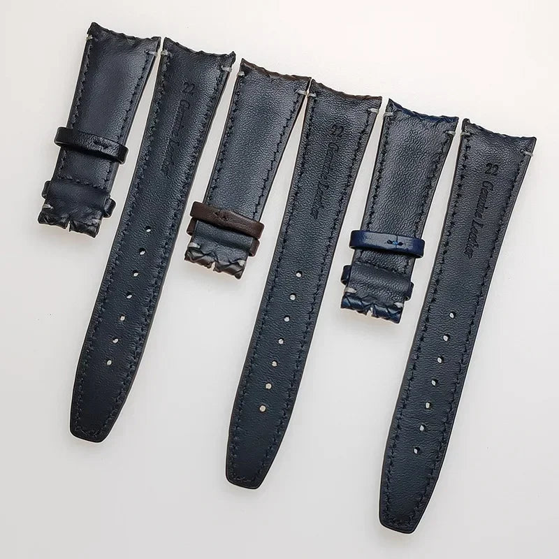 Watch Band for IWC Pilot Series Curved End Woven Leather Watchband for Omega Genuine Cowhide Bracelet 20mm 22mm