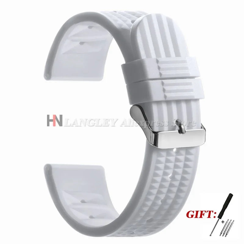 Soft Rubber Waffle Watch Band 20mm 22mm for Seiko for Rolex Water Ghost Sport Silicone Wristband Men's Replacement Strap Premium