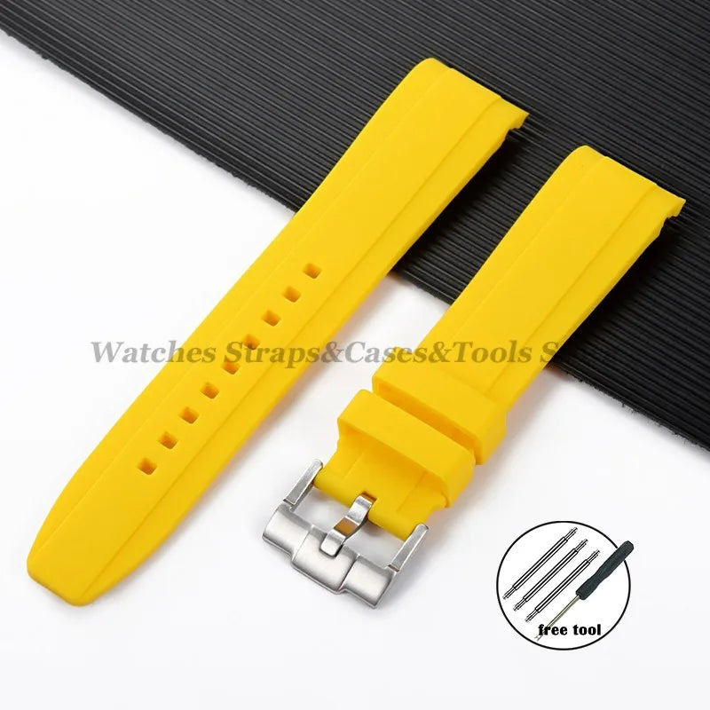 20mm 22mm Rubber Strap High Quality Curved End Silicone Watch Band for Swatch for Omega for Moonswatch for Rolex Waterproof Belt