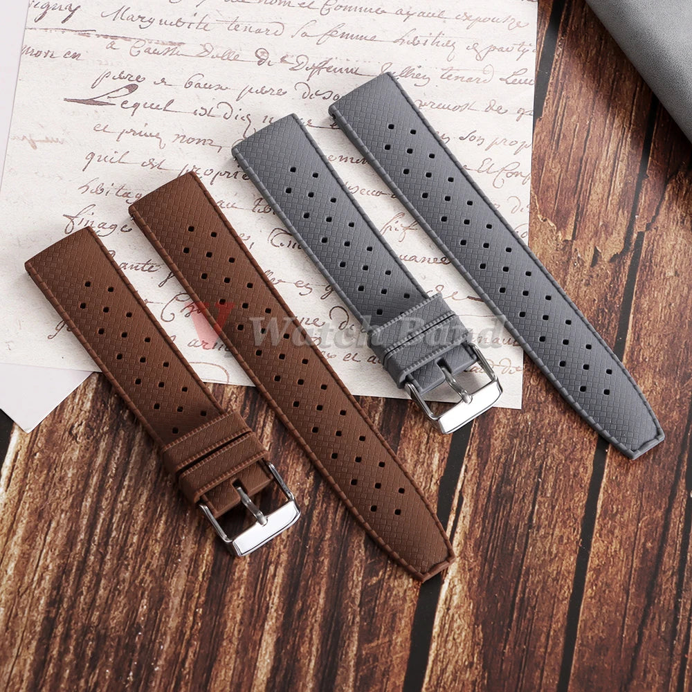 Premium Grade Tropical Rubber Watch Strap 20mm 22mm for Seiko SRP7J1 Watch Bands Diving Waterproof Strap Flat Universal Bands