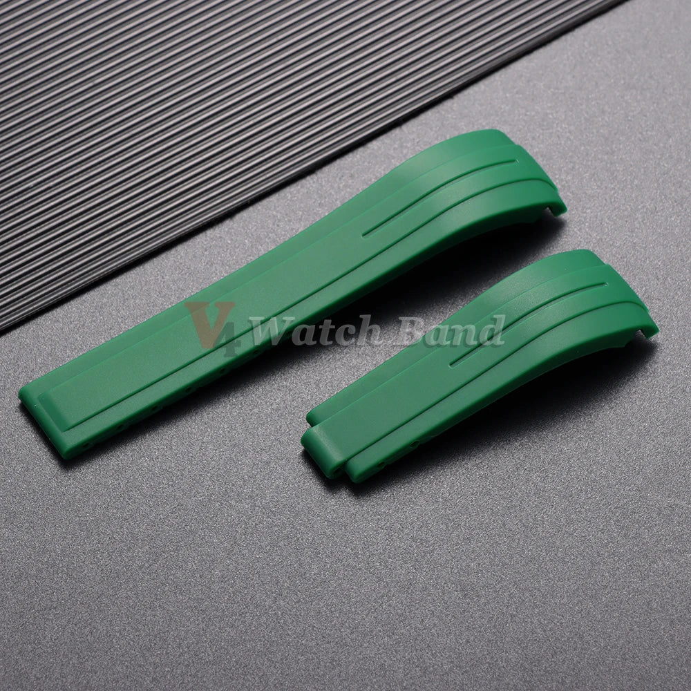 Arc Rubber Watchband 20 21mm 22mm for Rolex Daytona Yacht-Master Ultra Flexible Comfortable Silicone Curved Strap for Rolex 20mm