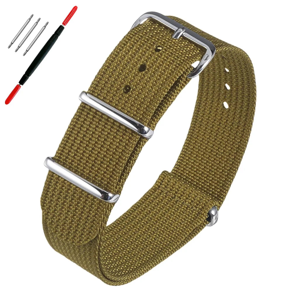 16mm 18mm 19mm 20mm 22mm 24mm Nylon Ribbed Watch Strap Band Military Casual Watchband Sport Bracelet Replacement Belt For Men