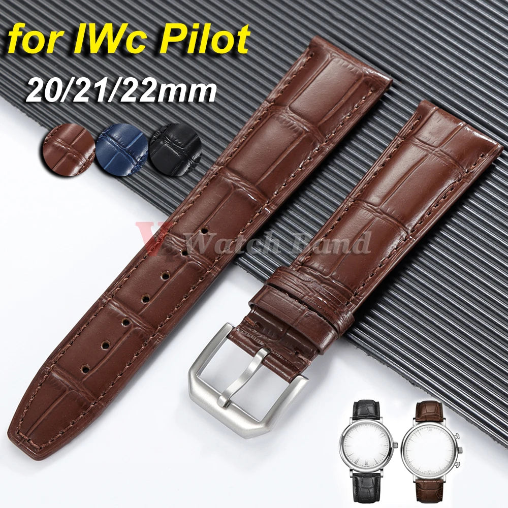 20mm 21mm 22mm Cowhide Watch Strap Genuine Belt for IWC Pilot Portugieser Portofino Watchband Bracelet Men Watch Accessories