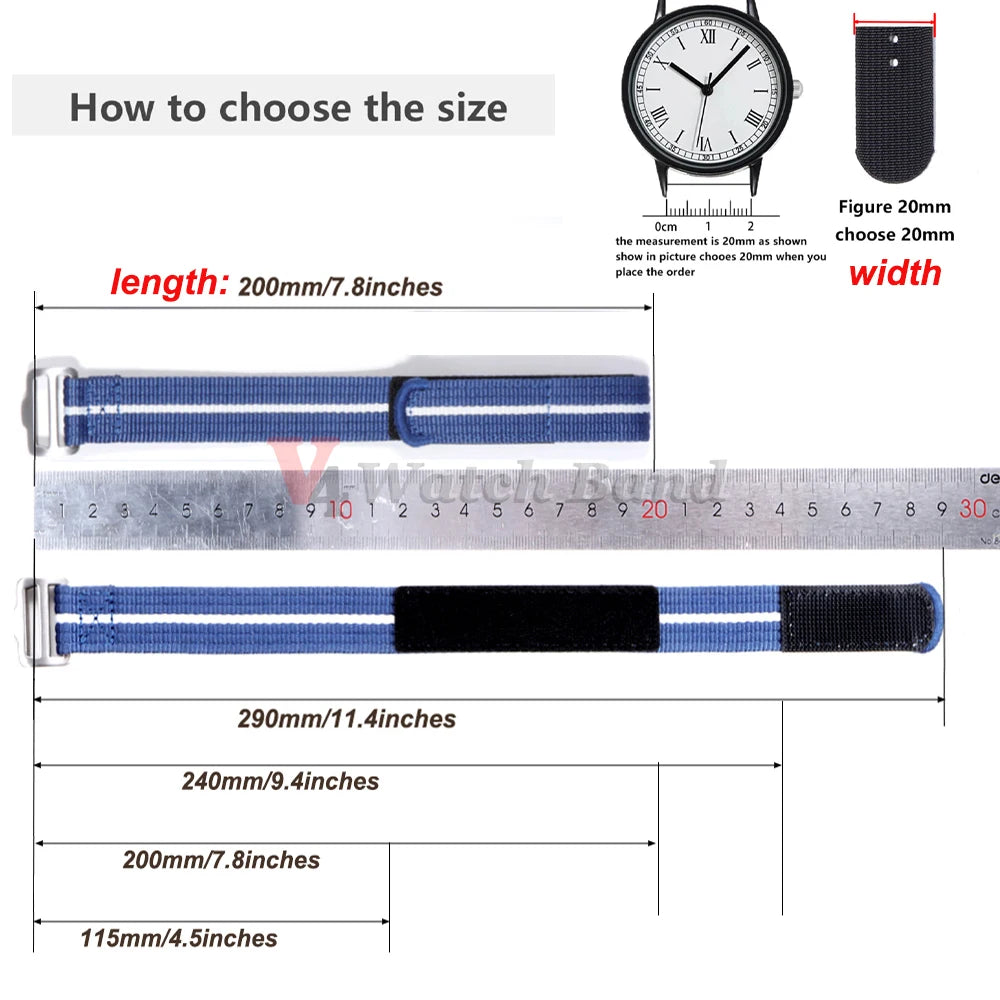 20mm 22mm Nylon Strap for Seiko for Tudor Hook and Loop Fastener Watch Band Men Military Sport WristBracelet for Omega for Rolex