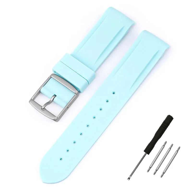 Curved End Rubber Watchband 20mm for Omega for Moonswatch Men Women Waterproof Sports Watch Strap Band For Brand Watches